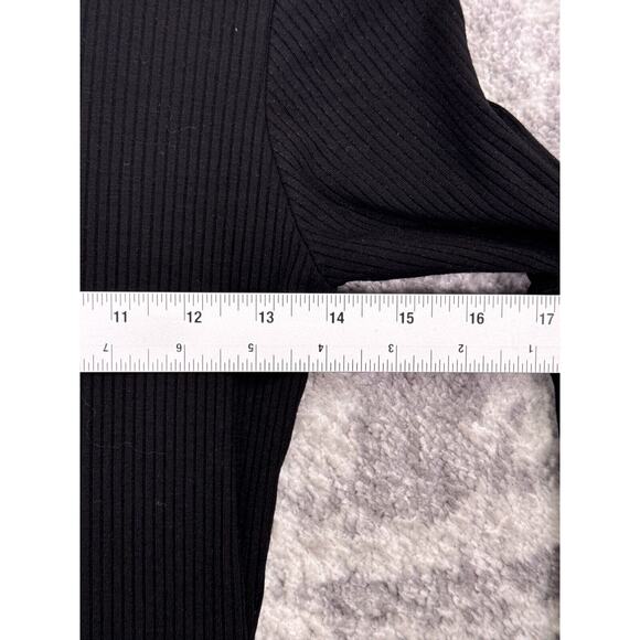 Reformation Dress Small Womens Black Ribbed Knit Flare Sleeve Mini - Picture 4 of 9